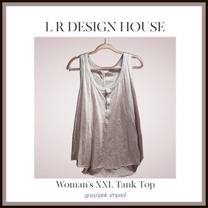 WOMEN'S XXL GRAY & PINK STRIPED TANK TOP